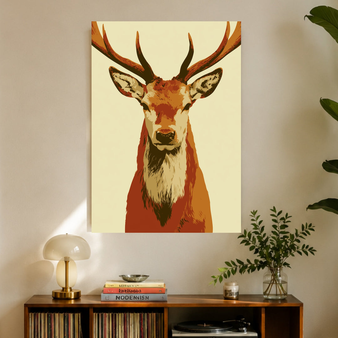 Hirsch im Retro-Stil Poster – Ohne Rahmen – Produktfoto
