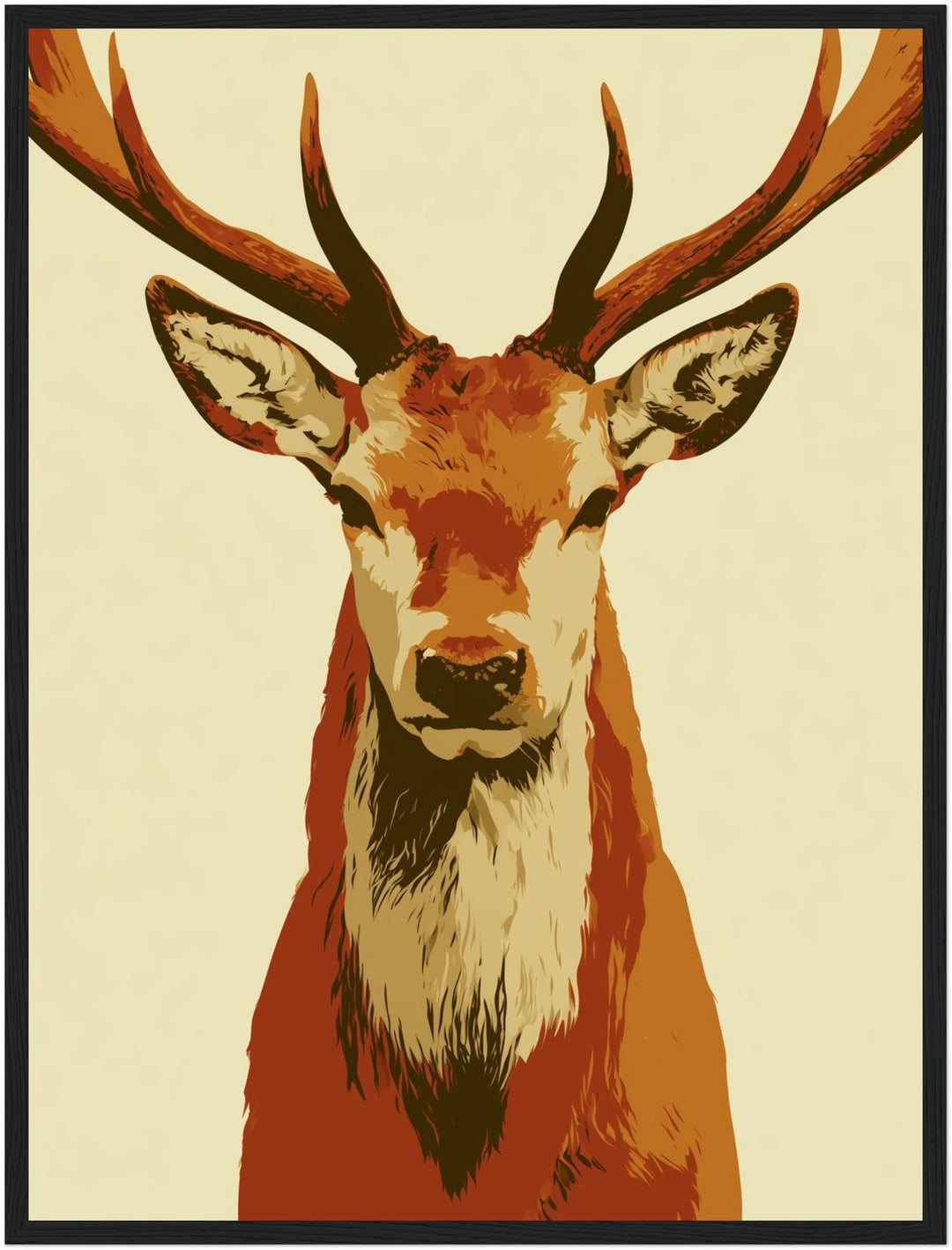 Hirsch im Retro-Stil Poster – Schwarzer Rahmen – Produktfoto