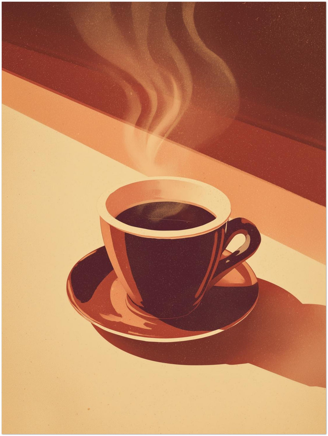 Kaffeetasse mit Dampf abstrakt – Wandkunst
