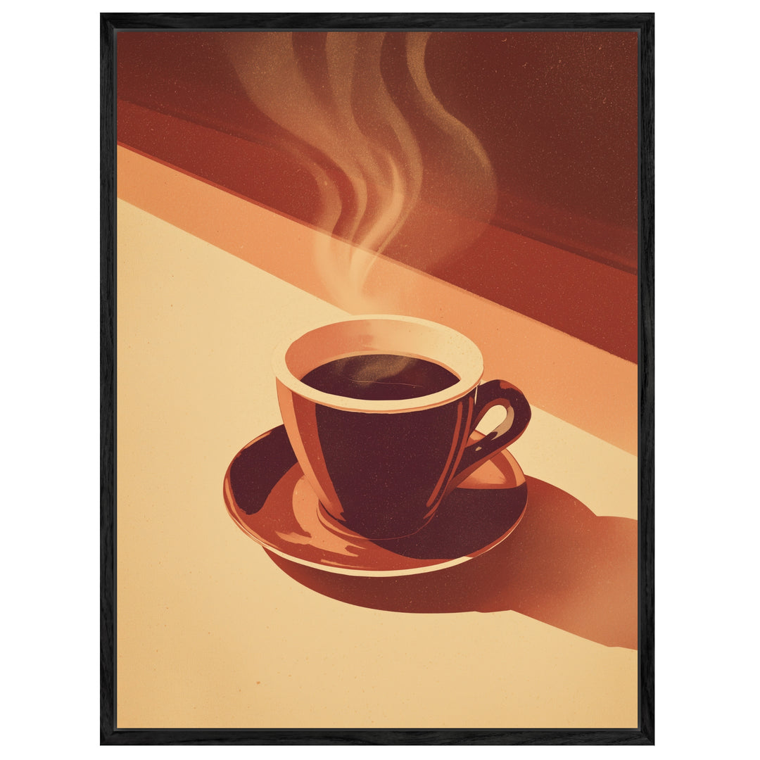 Kaffeetasse mit Dampf Leinwandbild abstrakt – Leinwand auf Holzrahmen – Ansicht 4