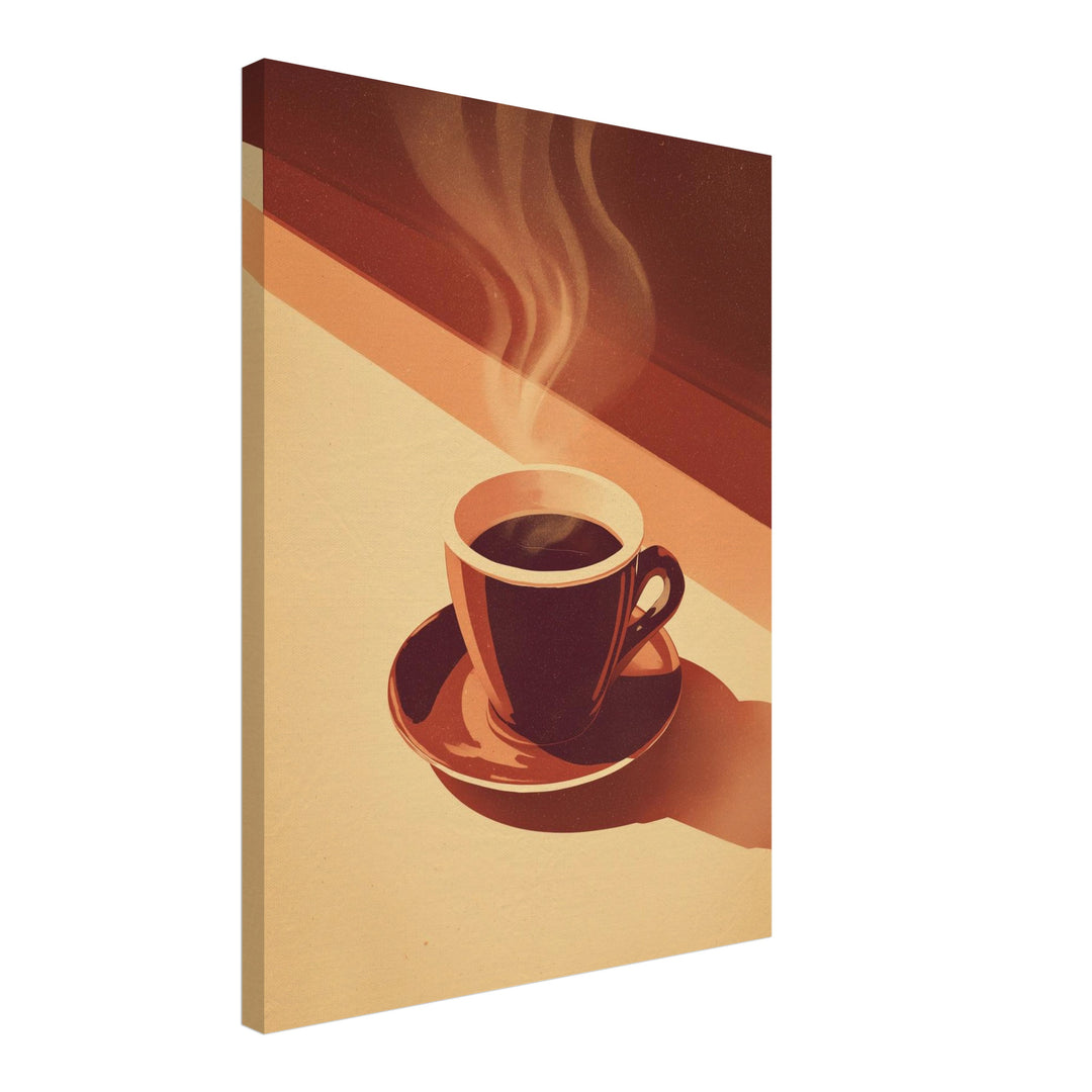 Kaffeetasse mit Dampf Leinwandbild abstrakt – Leinwand auf Holzrahmen – Ansicht 2