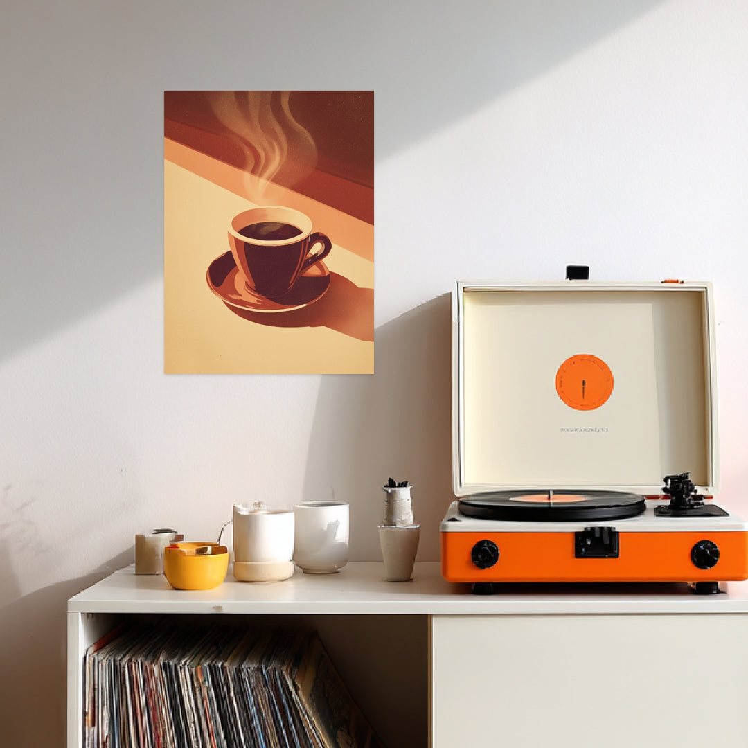 Kaffeetasse mit Dampf Leinwandbild abstrakt – Leinwand auf Holzrahmen – Ansicht 3