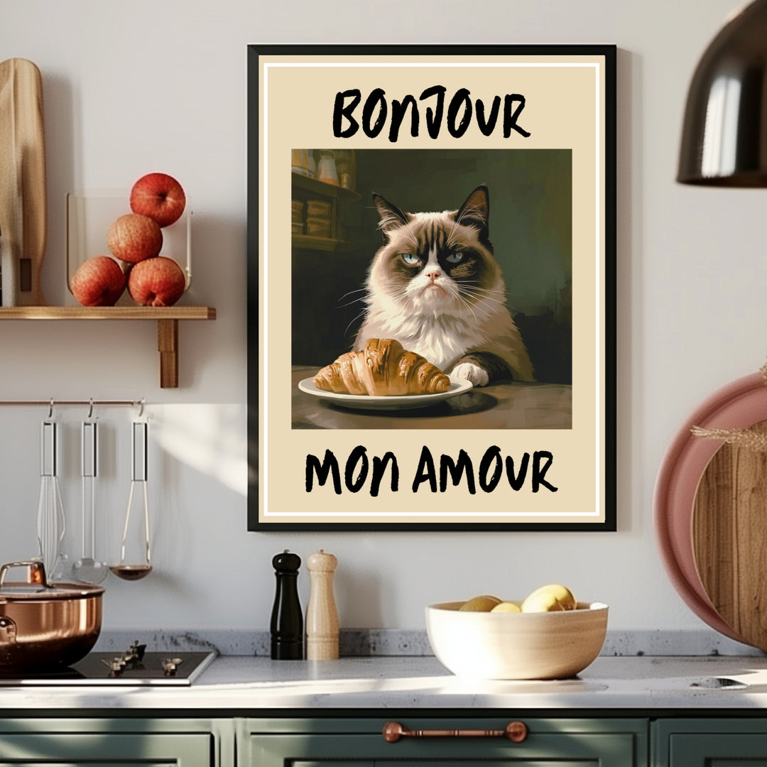 Katze mit Croissant Poster abstrakt – mattes Kunstdruck-Papier – Ansicht 4