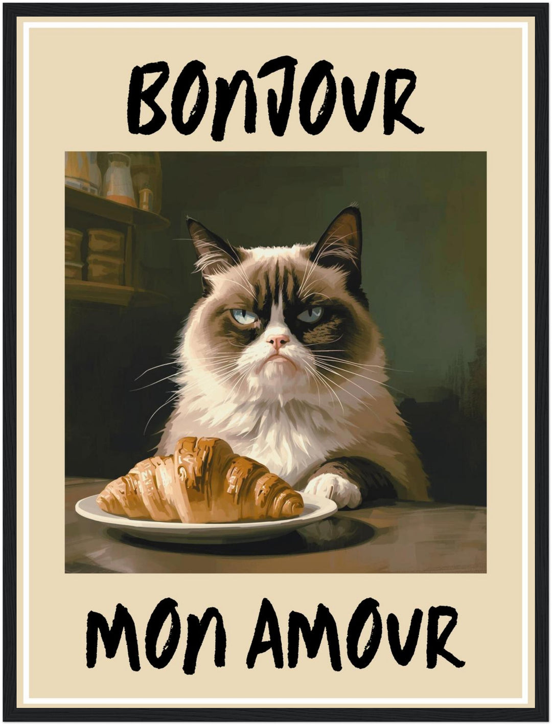 Katze mit Croissant Poster abstrakt – mattes Kunstdruck-Papier – Ansicht 6