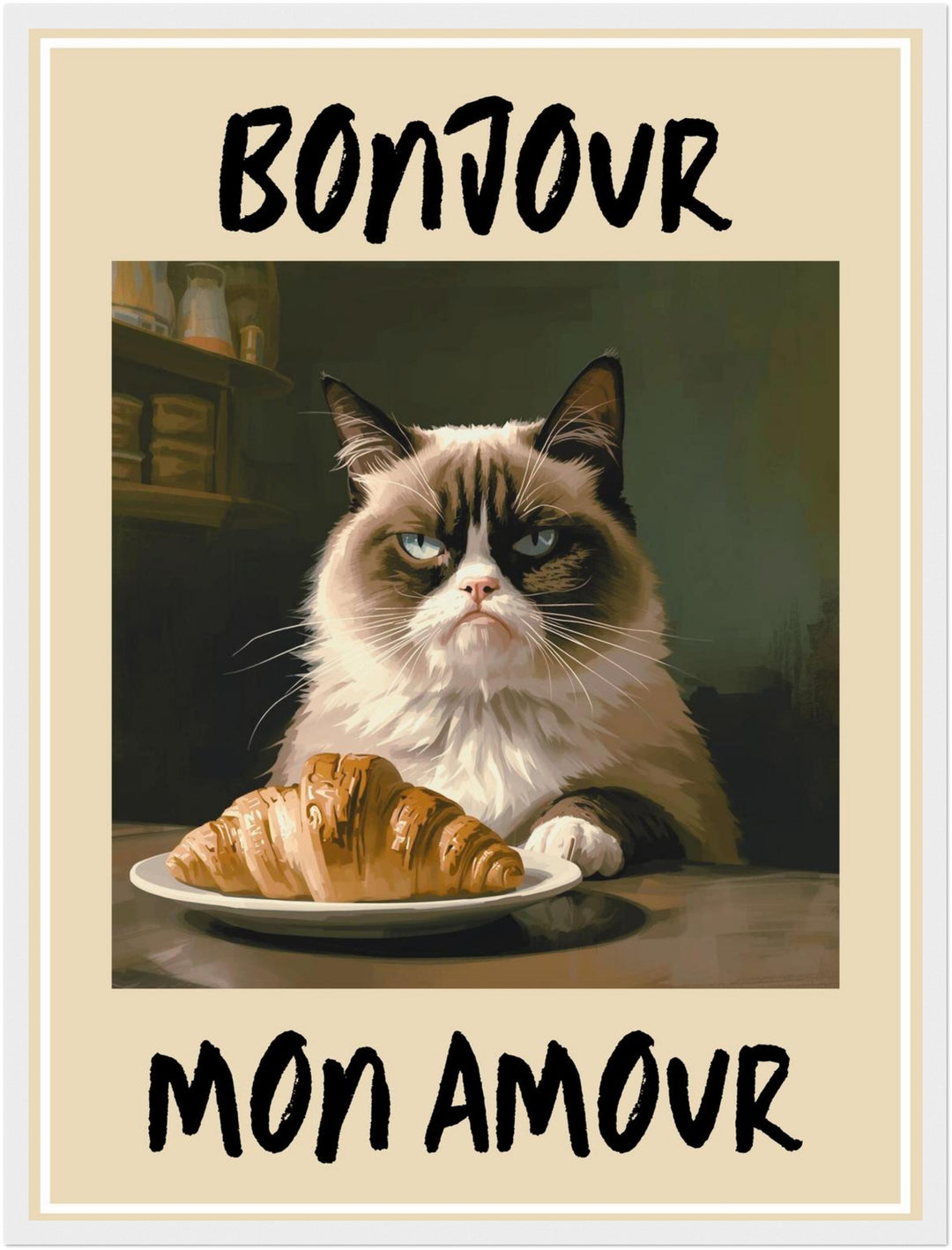 Katze mit Croissant Poster abstrakt – mattes Kunstdruck-Papier – Ansicht 5