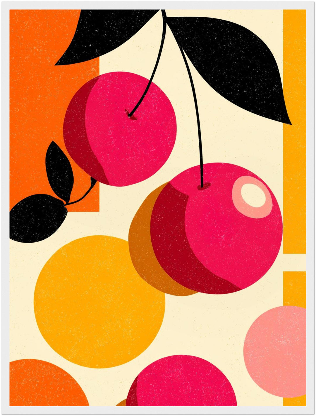 Kirschen Grafik Formen Poster Retro – mattes Kunstdruck-Papier – Ansicht 6