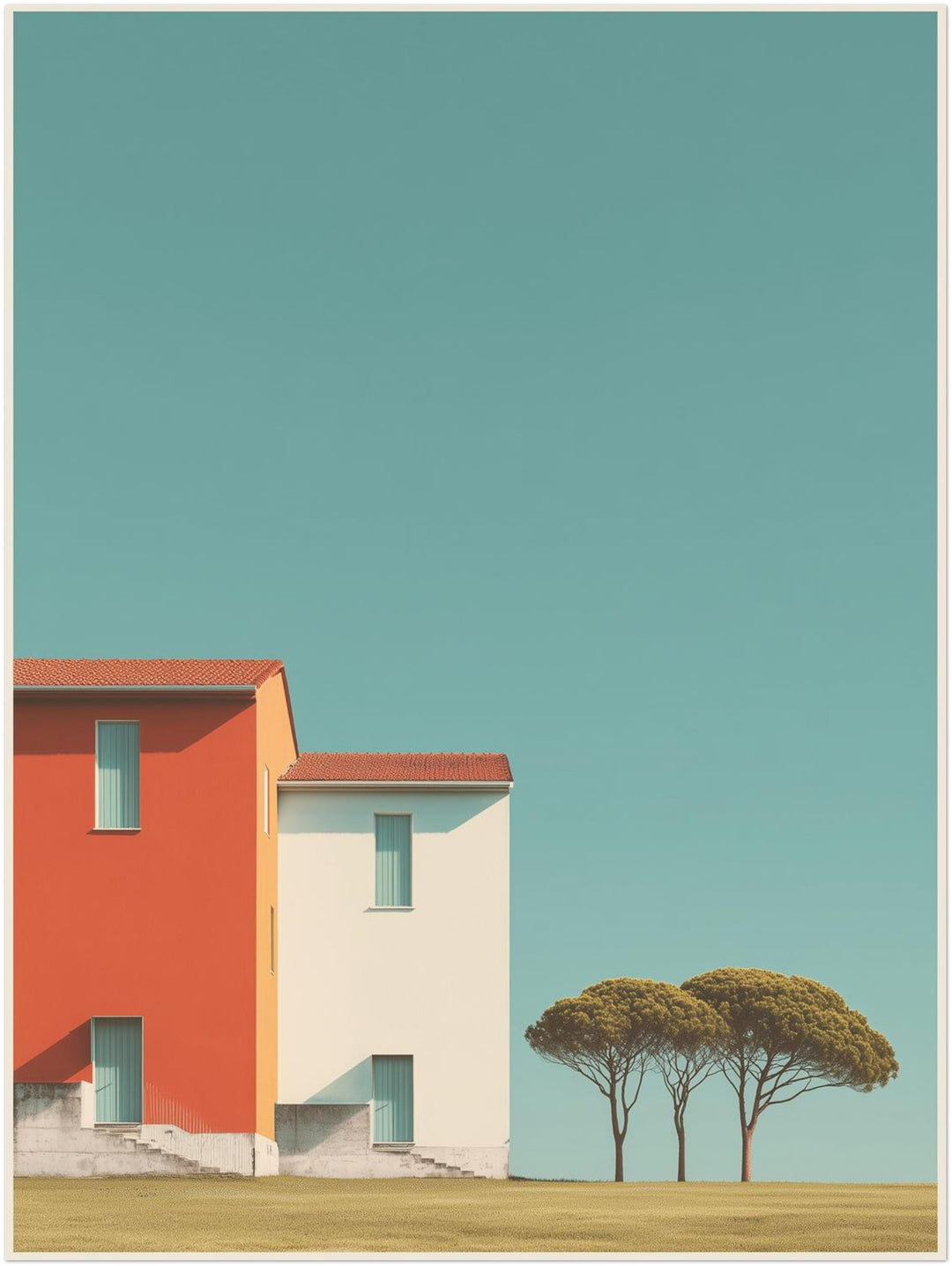 Klares Sommerhaus Retro – Wandkunst
