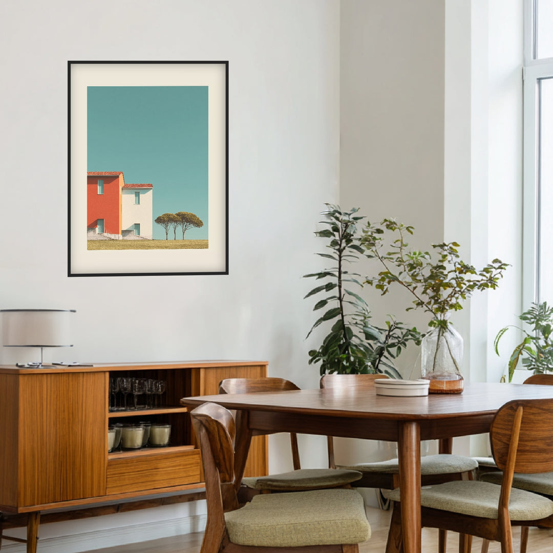 Klares Sommerhaus Poster Retro – mattes Kunstdruck-Papier – Ansicht 2
