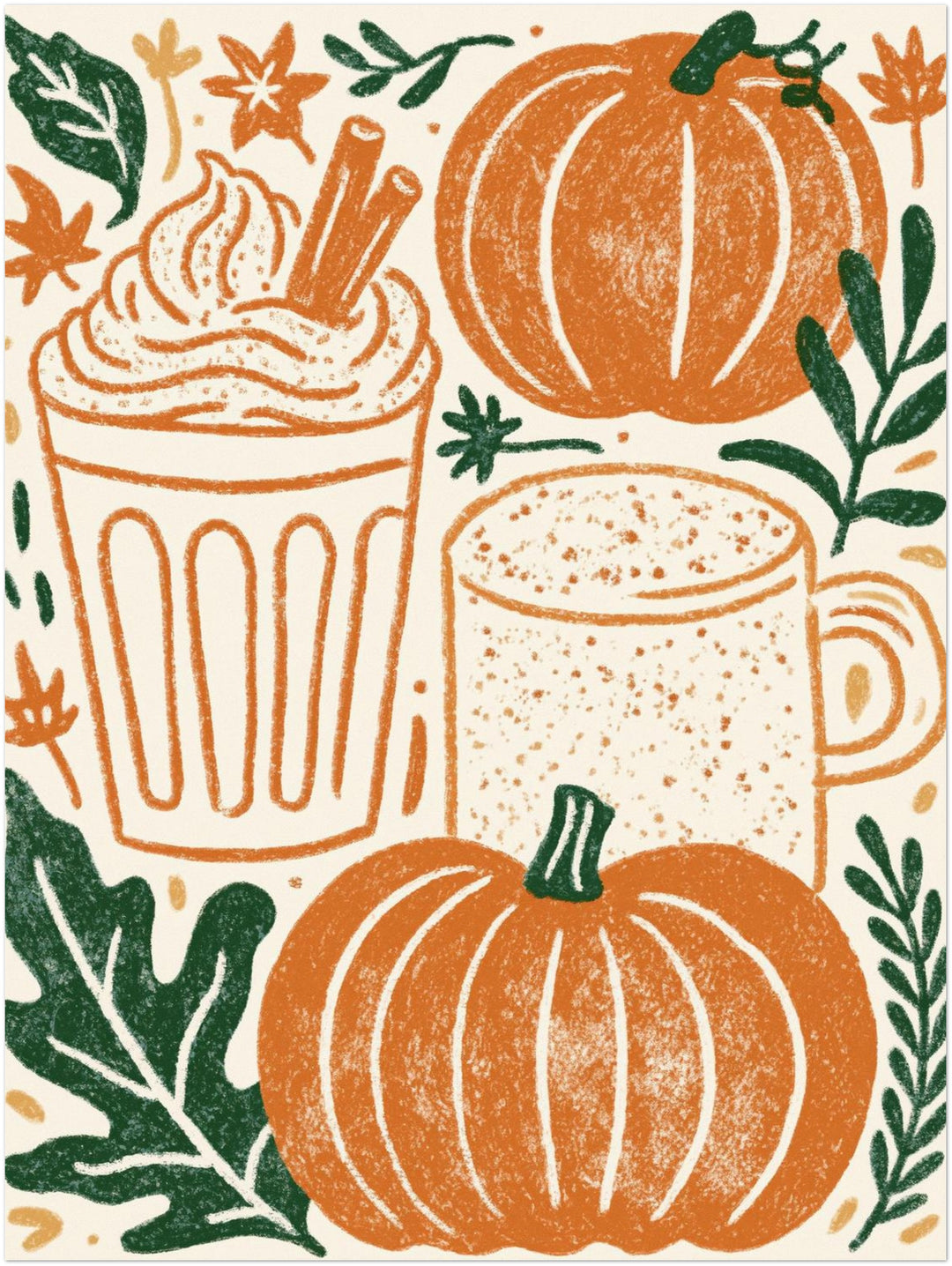 Herbstlicher Kürbis-Latte Poster – Ohne Rahmen – Produktfoto