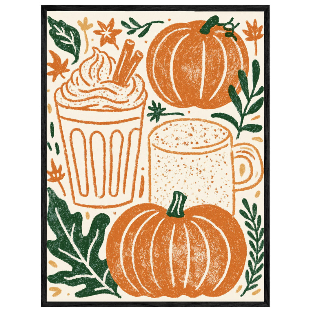 Herbstlicher Kürbis-Latte Leinwandbild – Leinwandbild