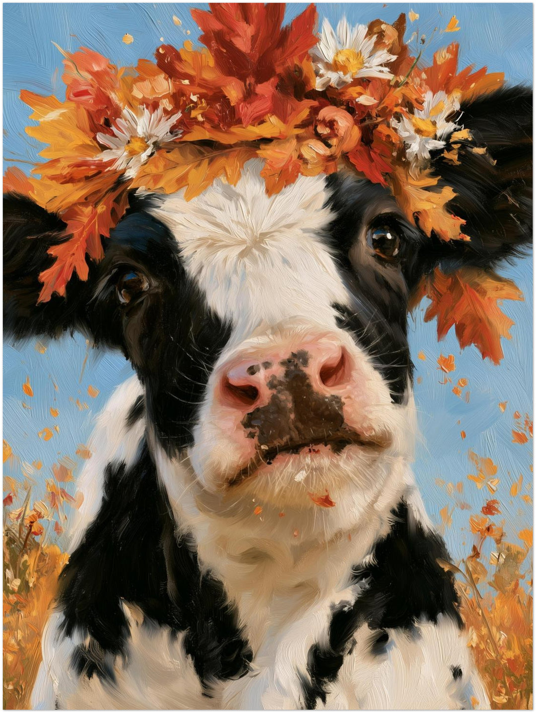 Kuh im Herbstkranz Poster – Ohne Rahmen – Produktfoto