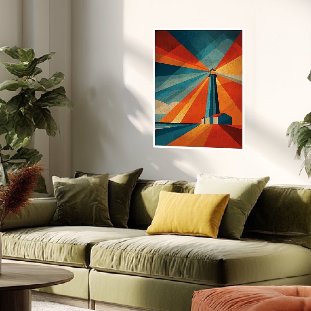 Leuchtturm am Meer Poster abstrakt – mattes Kunstdruck-Papier – Ansicht 4
