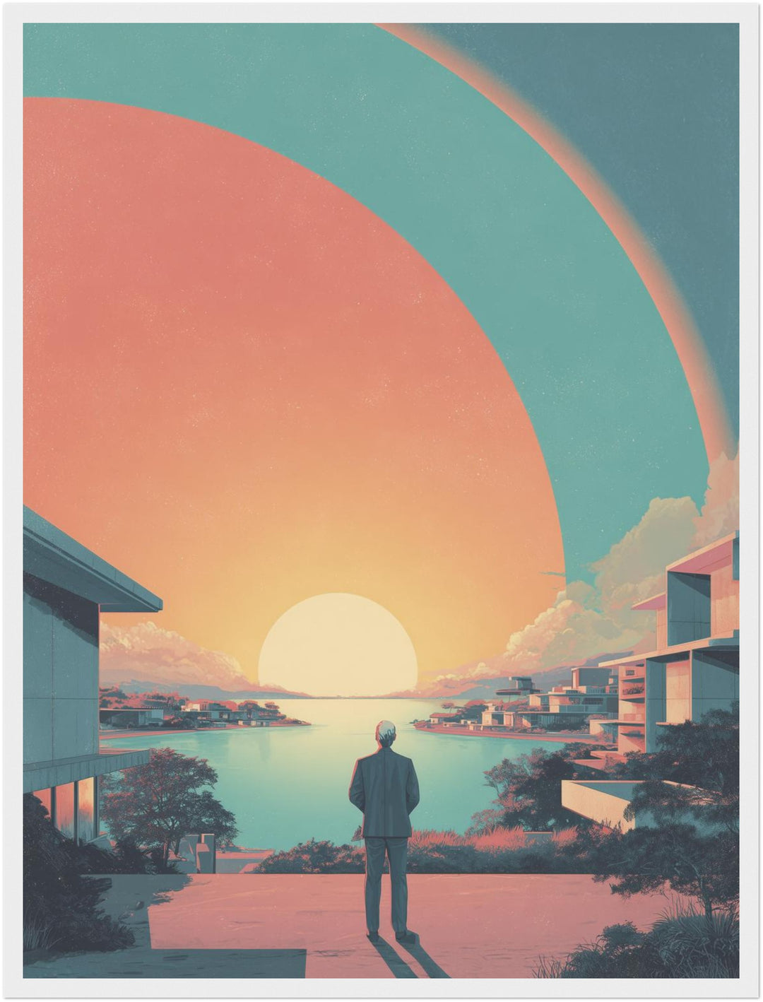 Mann am Wasser Poster abstrakt – mattes Kunstdruck-Papier – Ansicht 5