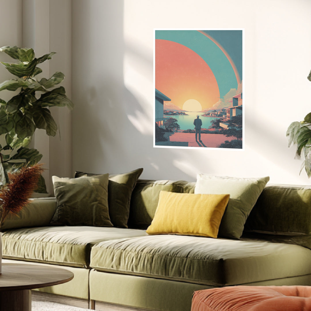 Mann am Wasser Poster abstrakt – mattes Kunstdruck-Papier – Ansicht 3