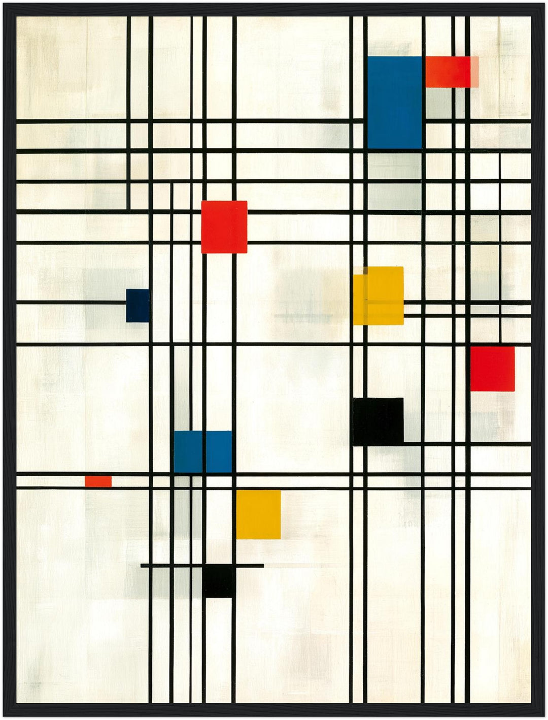 Retro Raster in Primärfarben Poster – Schwarzer Rahmen – Produktfoto