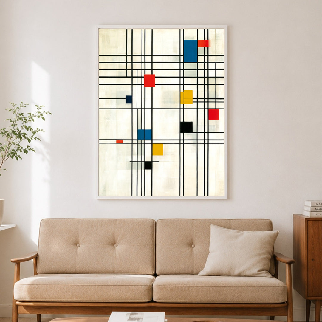 Retro Raster in Primärfarben Poster – Weißer Rahmen – Produktfoto