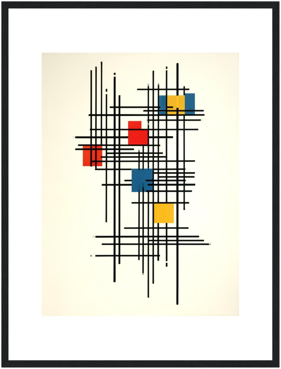 Rotes Gitter im Gleichgewicht Poster – Schwarzer Rahmen – Produktfoto