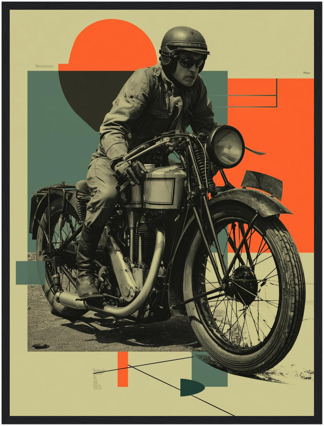 Motorradfahrer Porträt Poster Retro – mattes Kunstdruck-Papier – Ansicht 5
