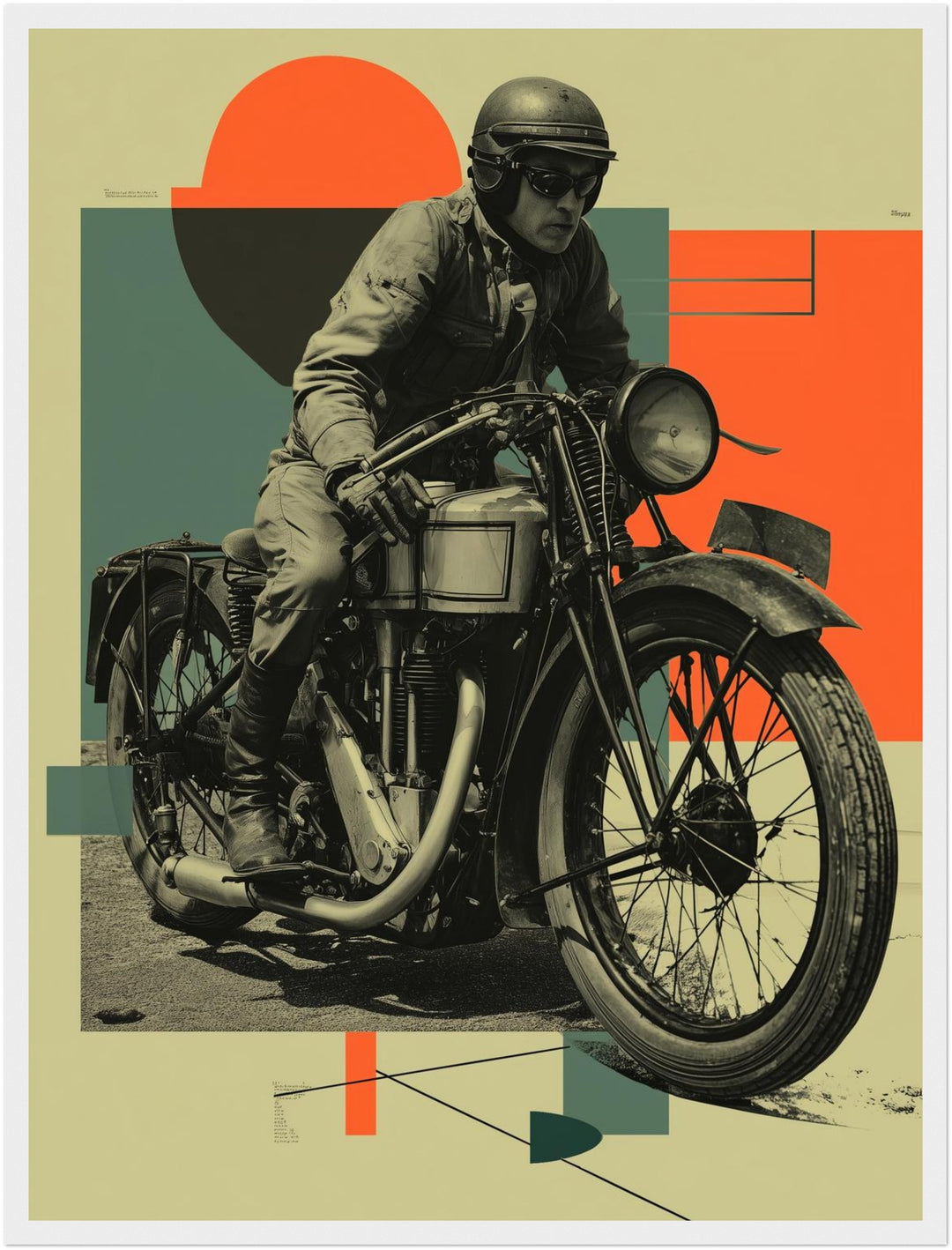Motorradfahrer Porträt Poster Retro – mattes Kunstdruck-Papier – Ansicht 6