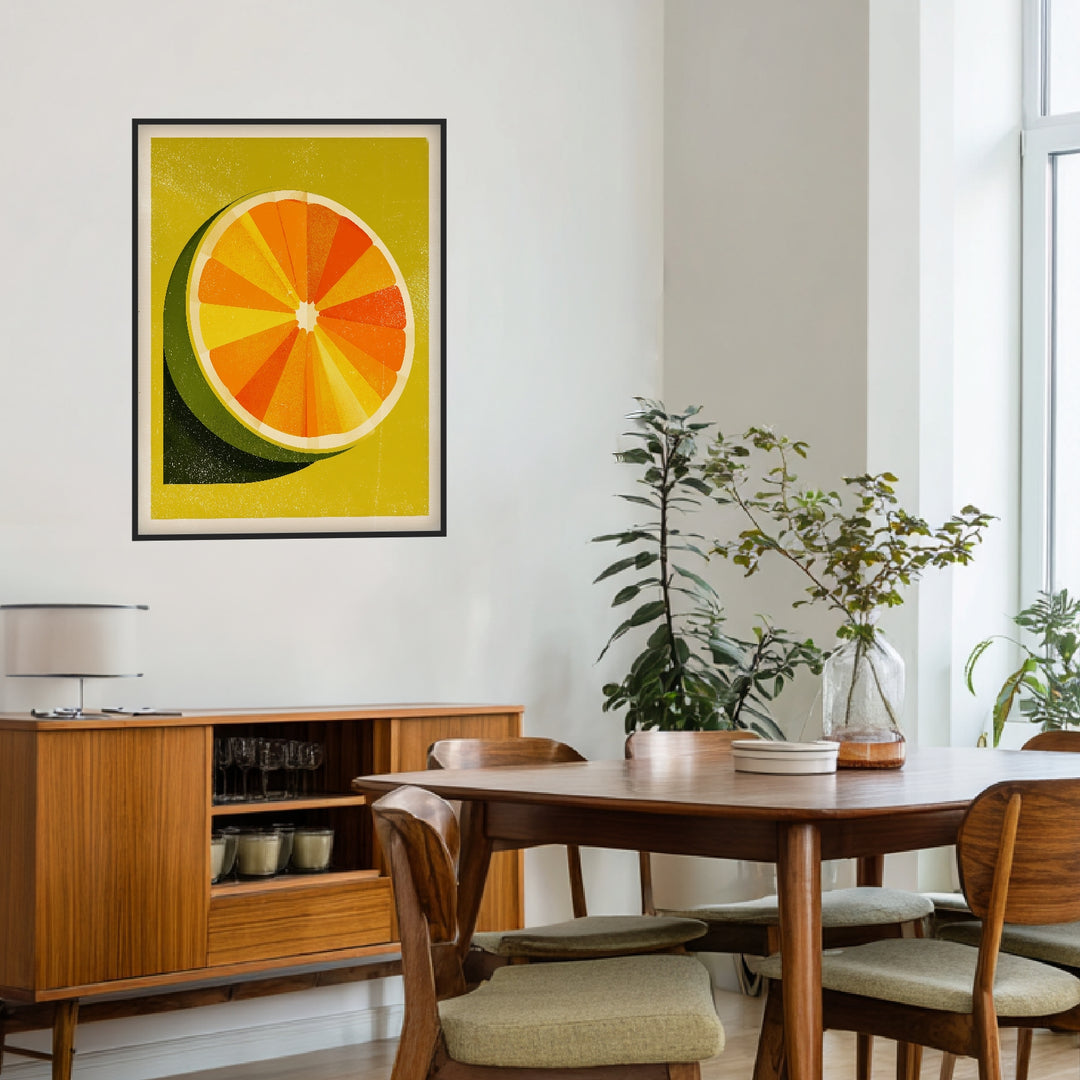 Orangen Scheibe Grafik Poster Retro – mattes Kunstdruck-Papier – Ansicht 3