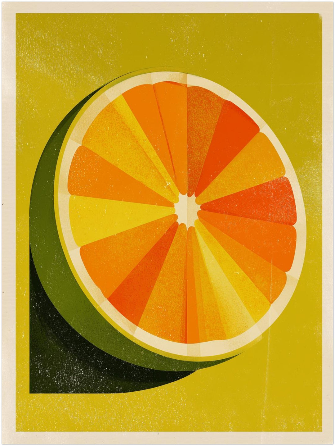 Orangen Scheibe Grafik Retro – Wandkunst