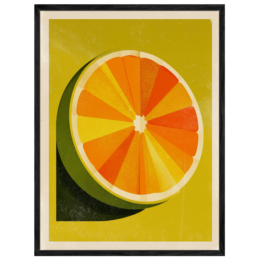 Orangen Scheibe Grafik Leinwandbild Retro – Leinwand auf Holzrahmen – Ansicht 4