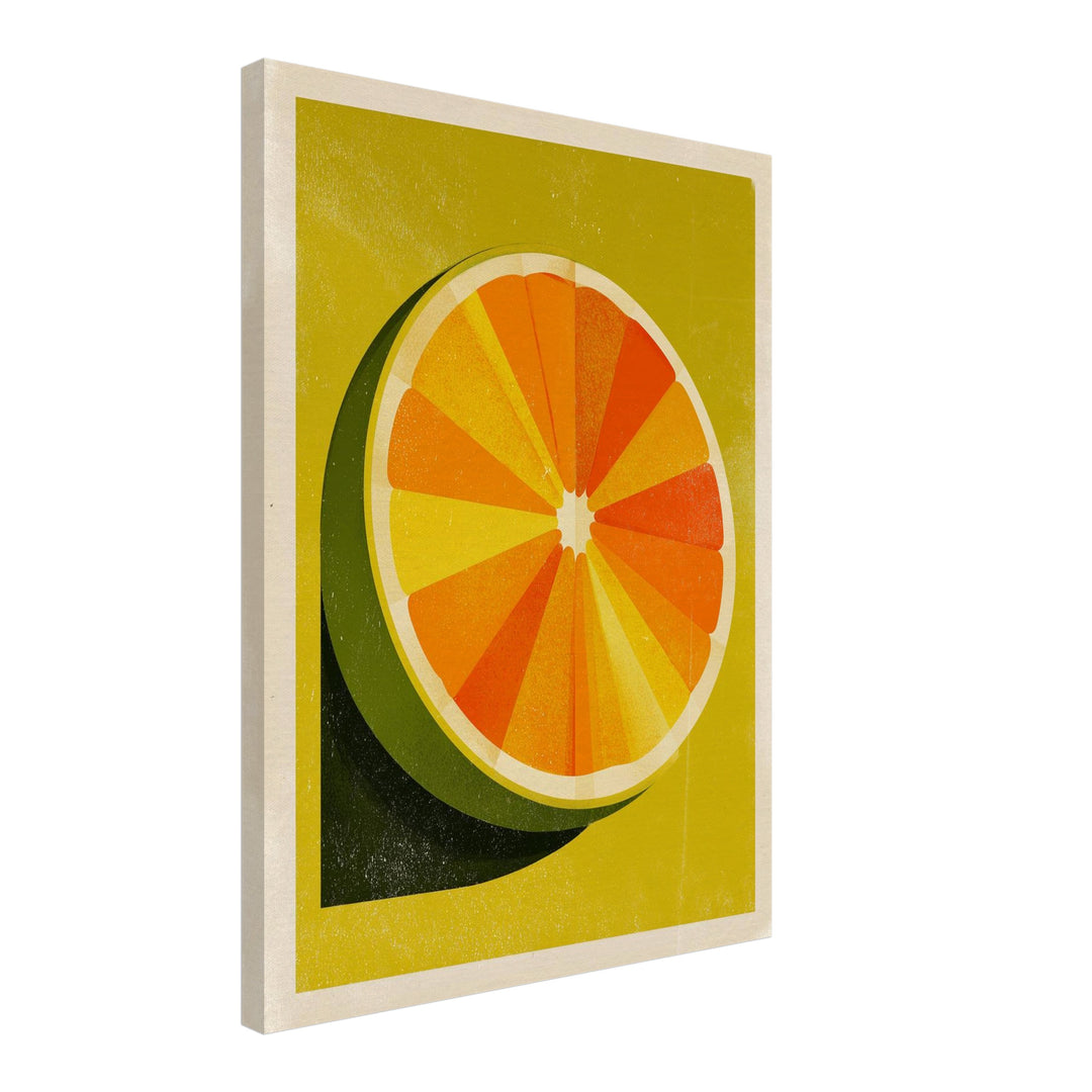 Orangen Scheibe Grafik Leinwandbild Retro – Leinwand auf Holzrahmen – Ansicht 2