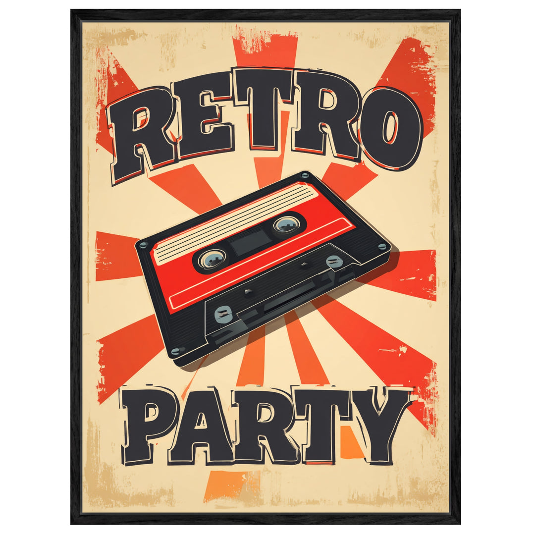 Retro Party Kassette Leinwandbild Retro – Leinwand auf Holzrahmen – Ansicht 4
