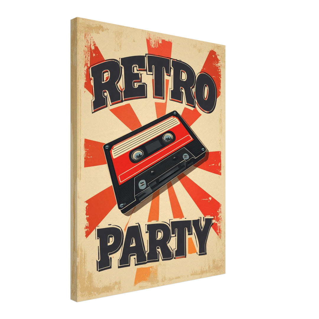 Retro Party Kassette Leinwandbild Retro – Leinwand auf Holzrahmen – Ansicht 2
