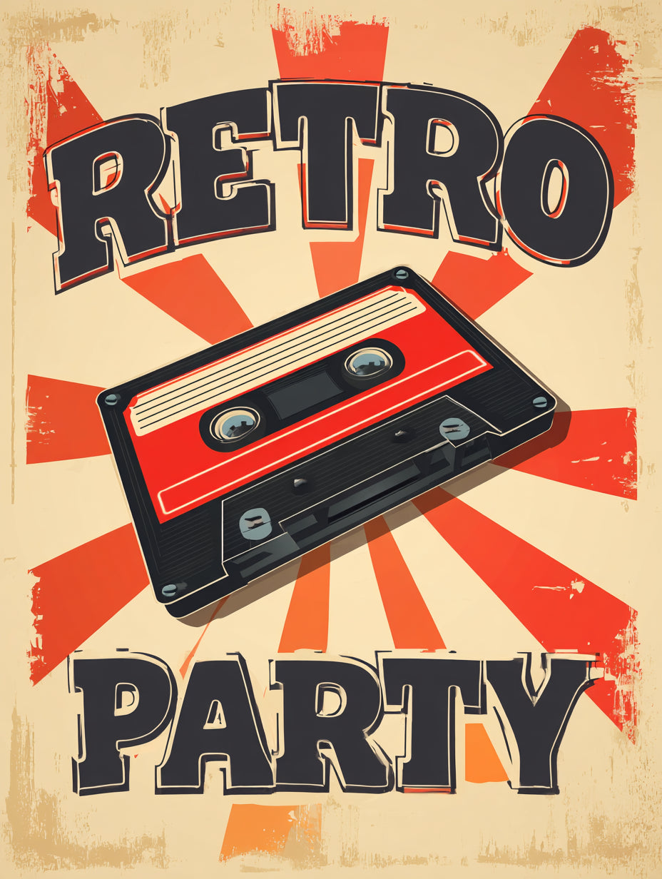 Retro Party Kassette Retro – Wandkunst