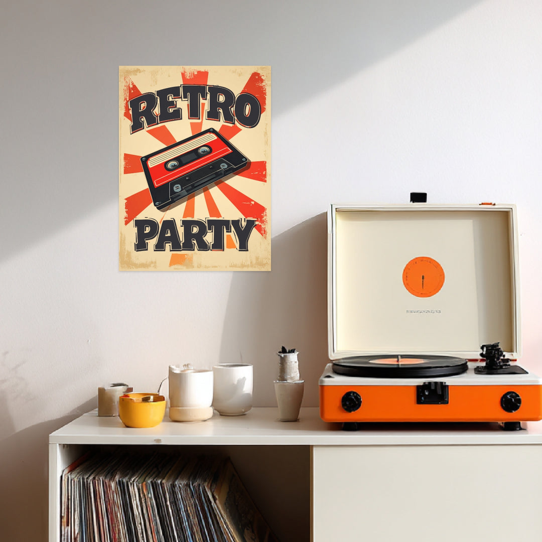 Retro Party Kassette Leinwandbild Retro – Leinwand auf Holzrahmen – Ansicht 3