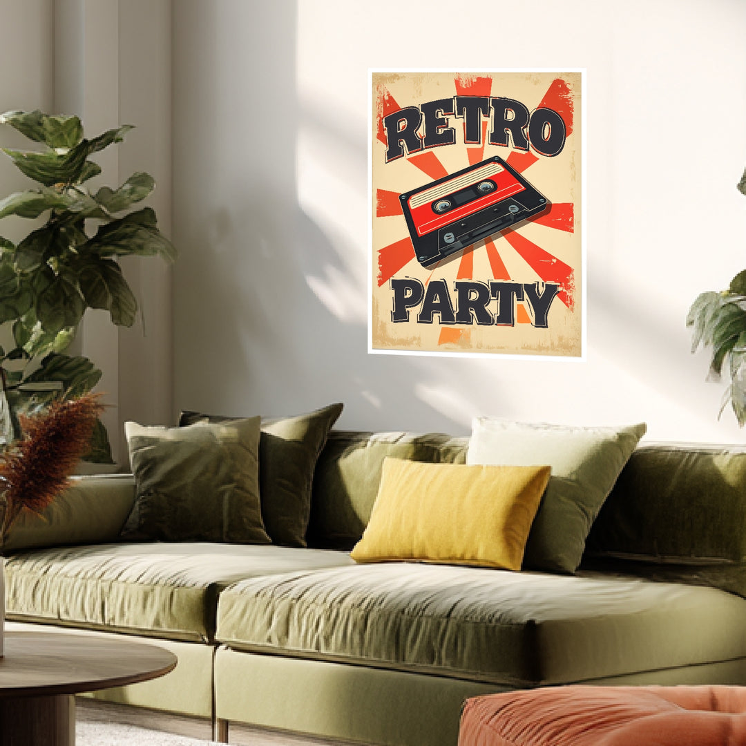 Retro Party Kassette Poster Retro – mattes Kunstdruck-Papier – Ansicht 3
