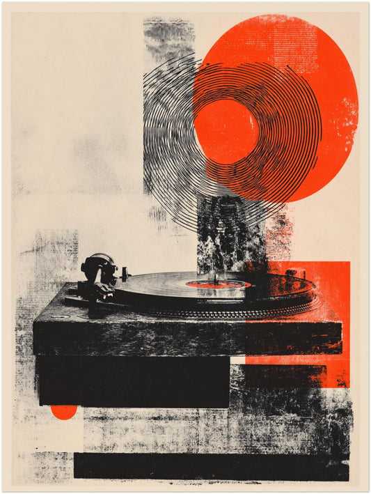 Plattenspieler mit Kreisformen Poster