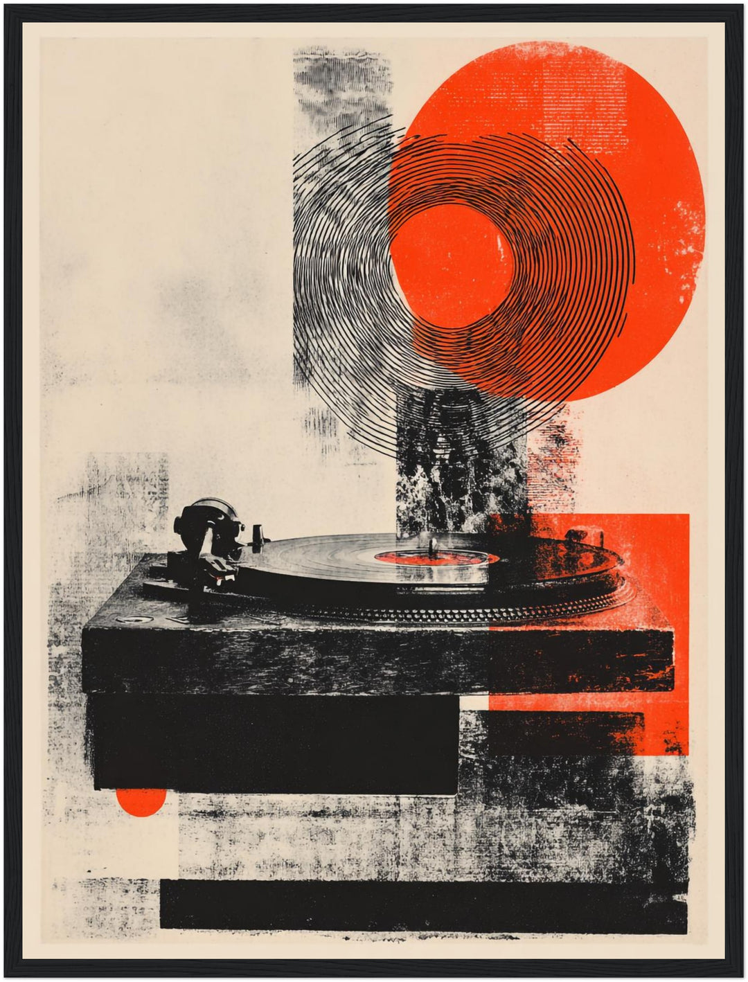 Plattenspieler mit Kreisformen Poster Retro – mattes Kunstdruck-Papier – Ansicht 5