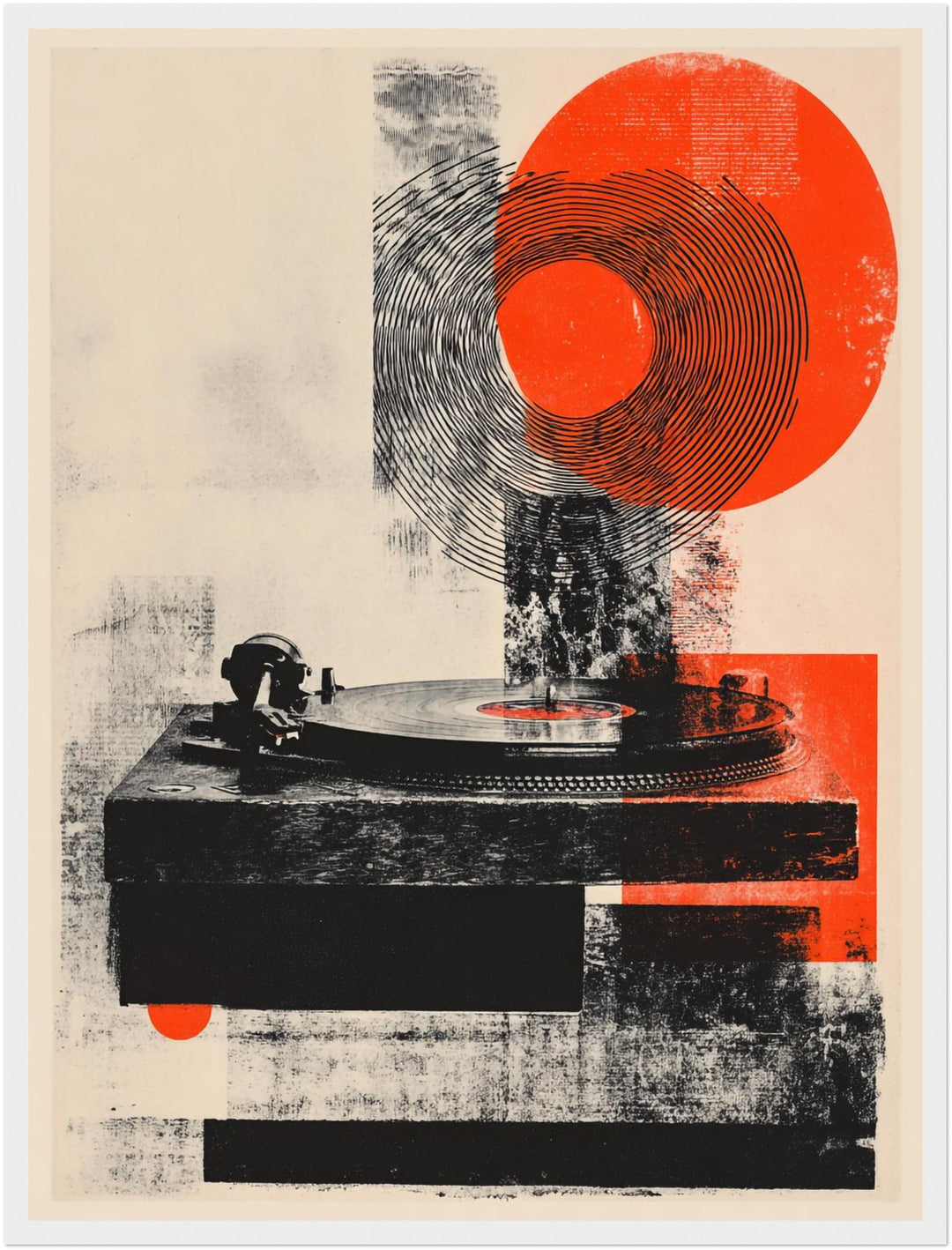 Plattenspieler mit Kreisformen Poster Retro – mattes Kunstdruck-Papier – Ansicht 6