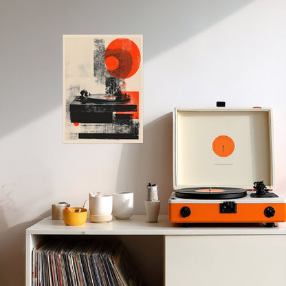 Plattenspieler mit Kreisformen Poster