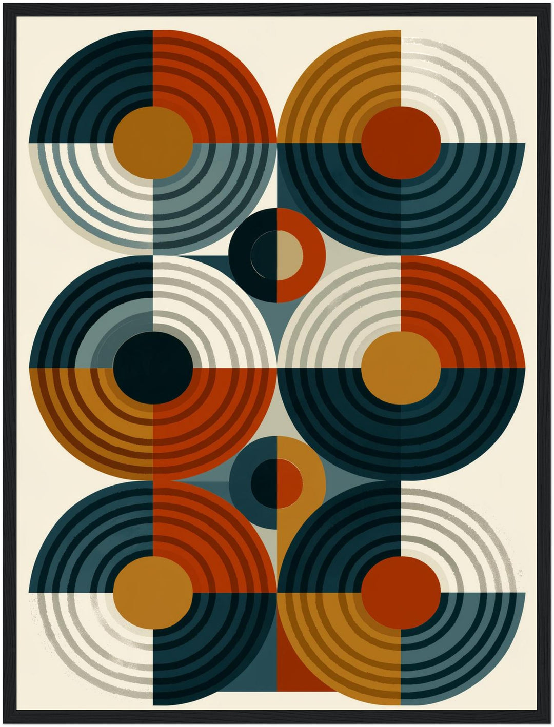 Retro Kreise im Rhythmus Poster – Schwarzer Rahmen – Produktfoto