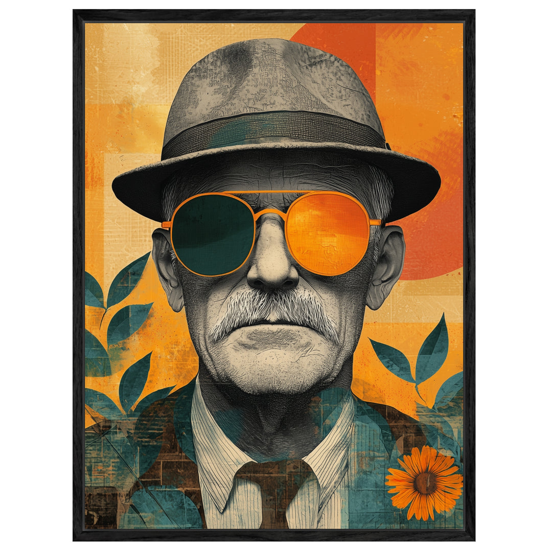 Retro Sonnenbrille Leinwand Retro – Leinwand auf Holzrahmen – Ansicht 4