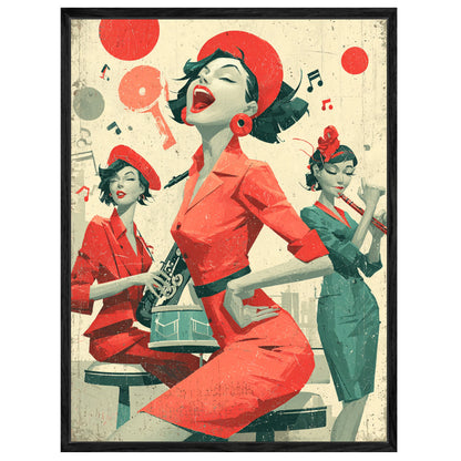 Rote Musikerinnen Leinwandbild