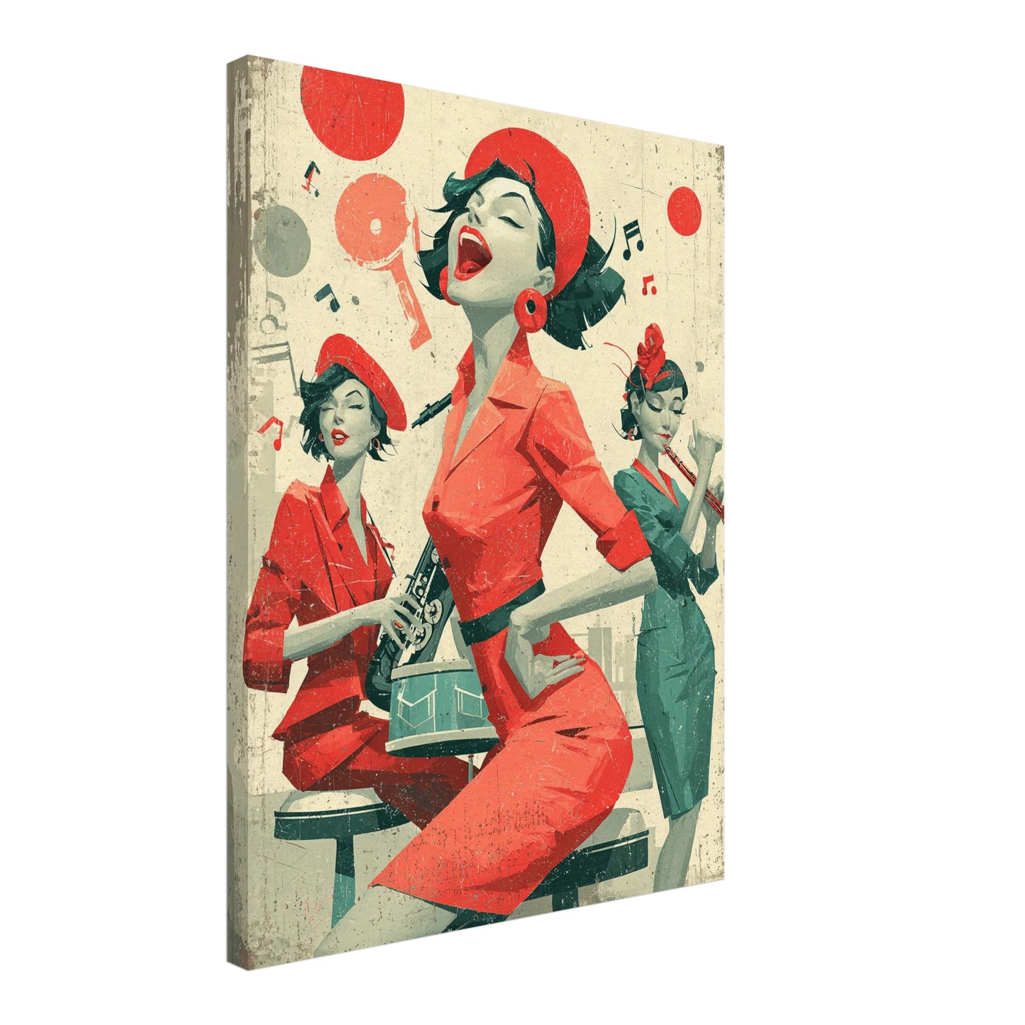 Rote Musikerinnen Leinwandbild