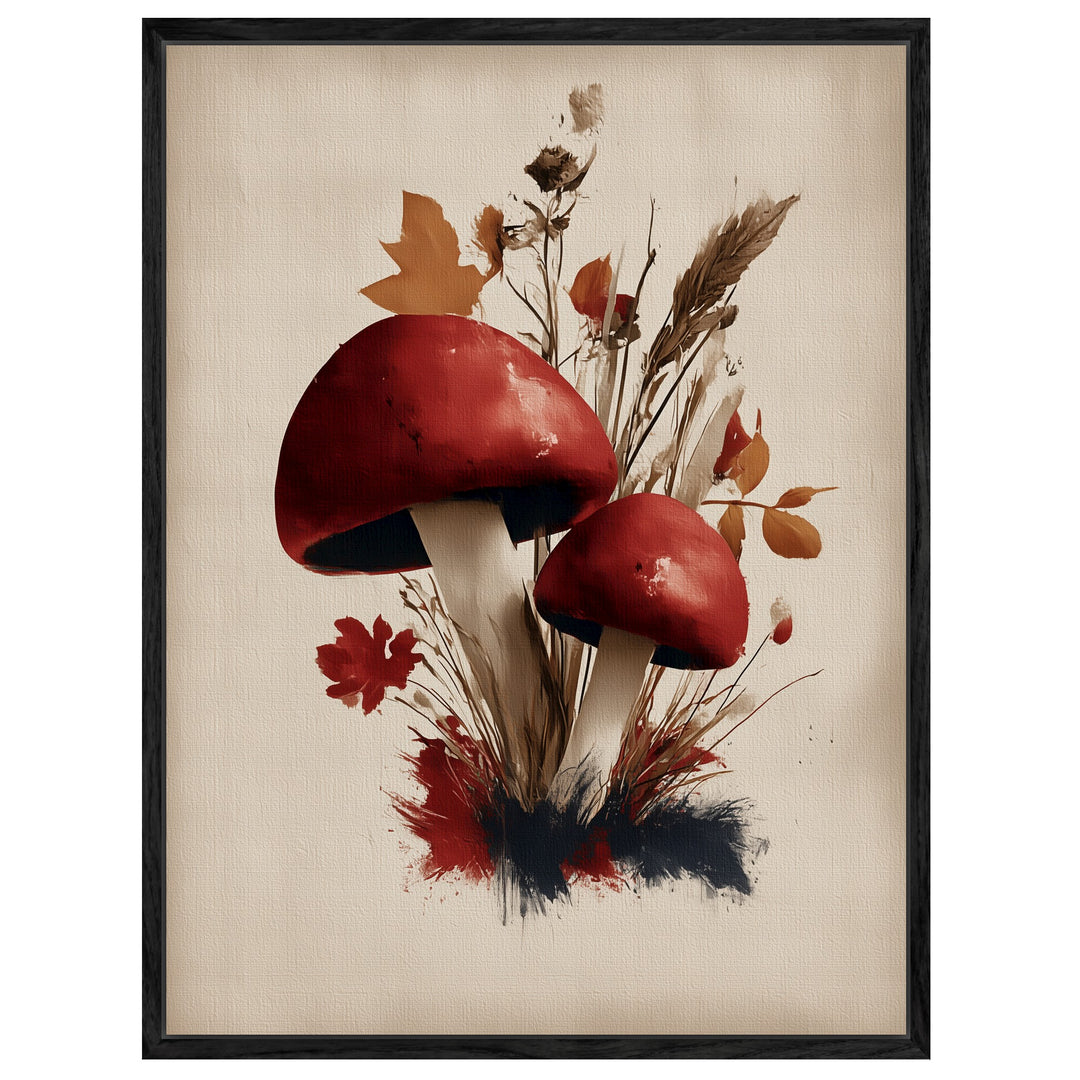 Rote Pilze im Herbst Leinwandbild – Leinwandbild