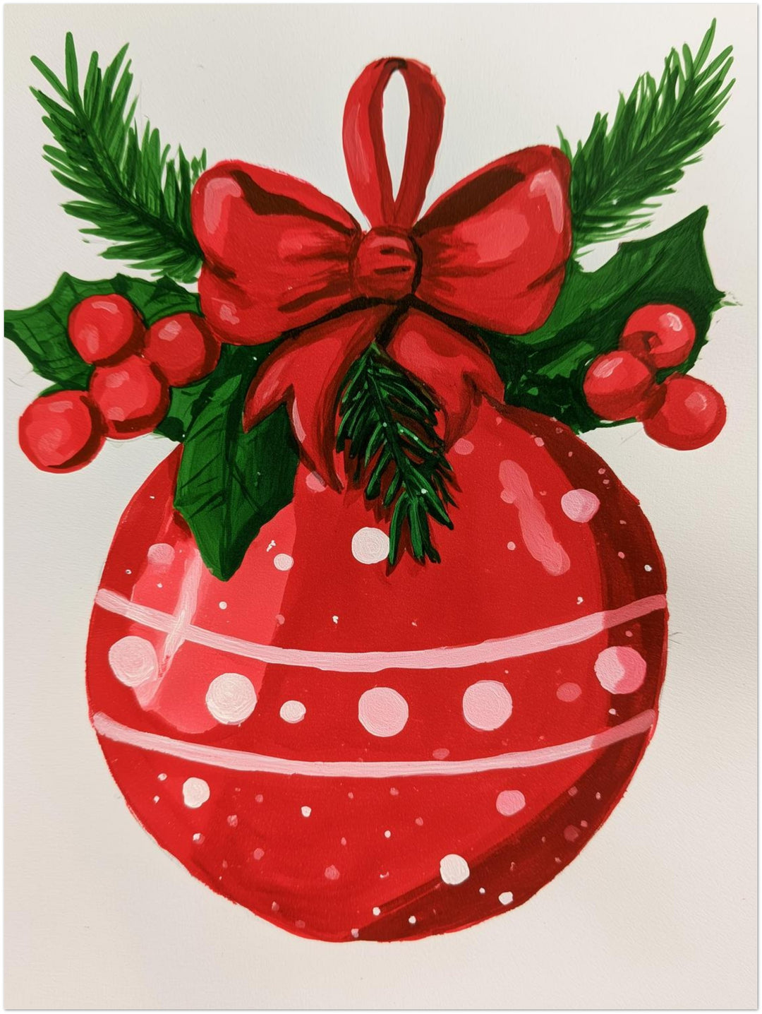 Roter Weihnachtsball Retro Poster – Ohne Rahmen – Produktfoto