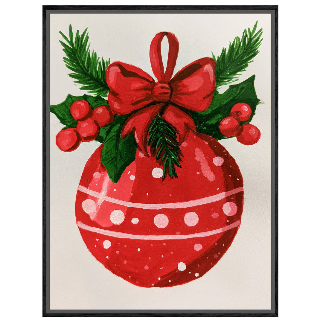 Roter Weihnachtsball Retro Leinwandbild – Leinwandbild