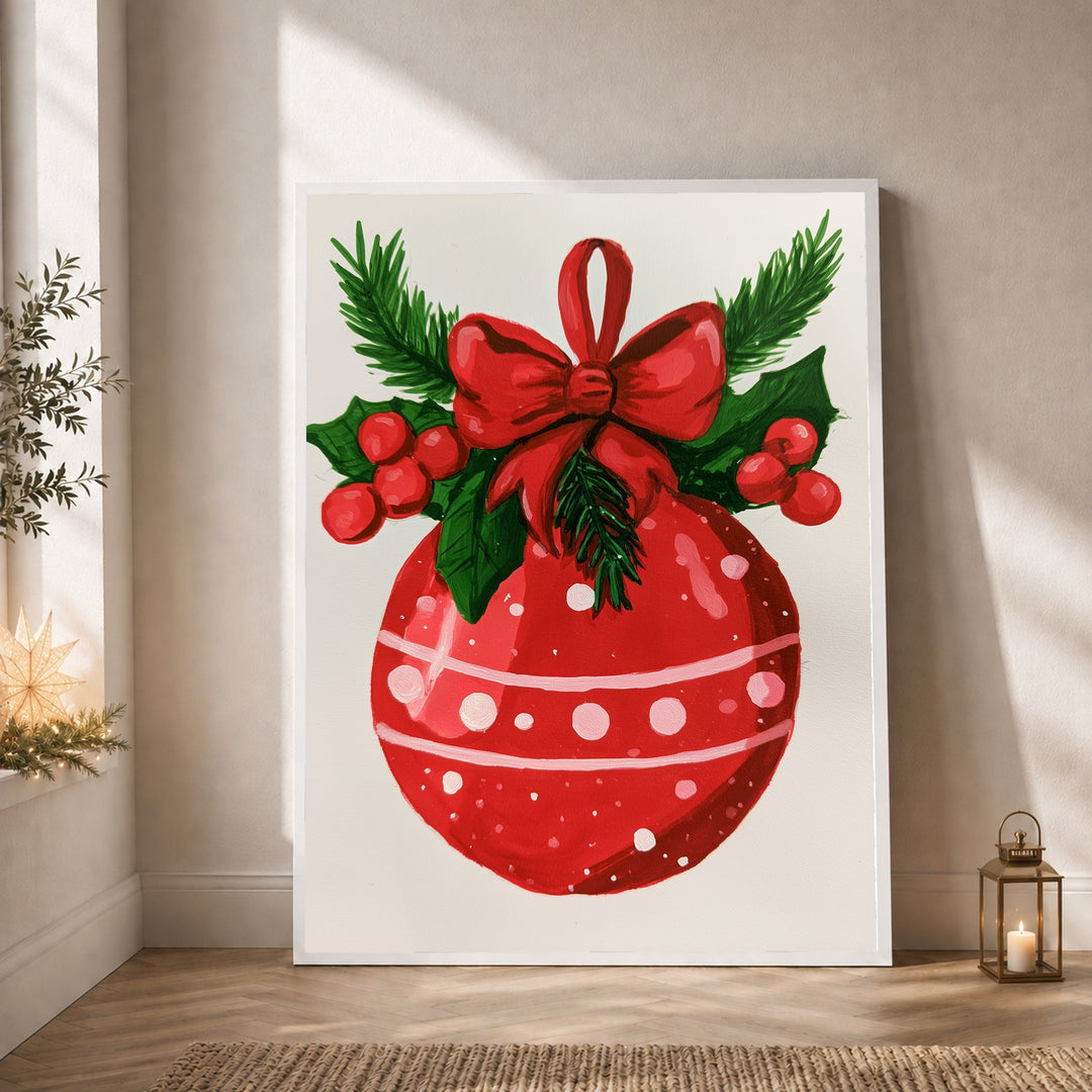 Roter Weihnachtsball Retro Poster