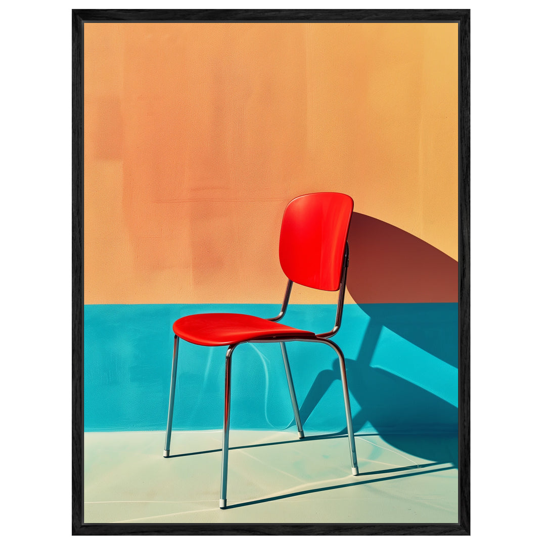 Roter Stuhl minimalistisch Leinwandbild Retro – Leinwand auf Holzrahmen – Ansicht 4