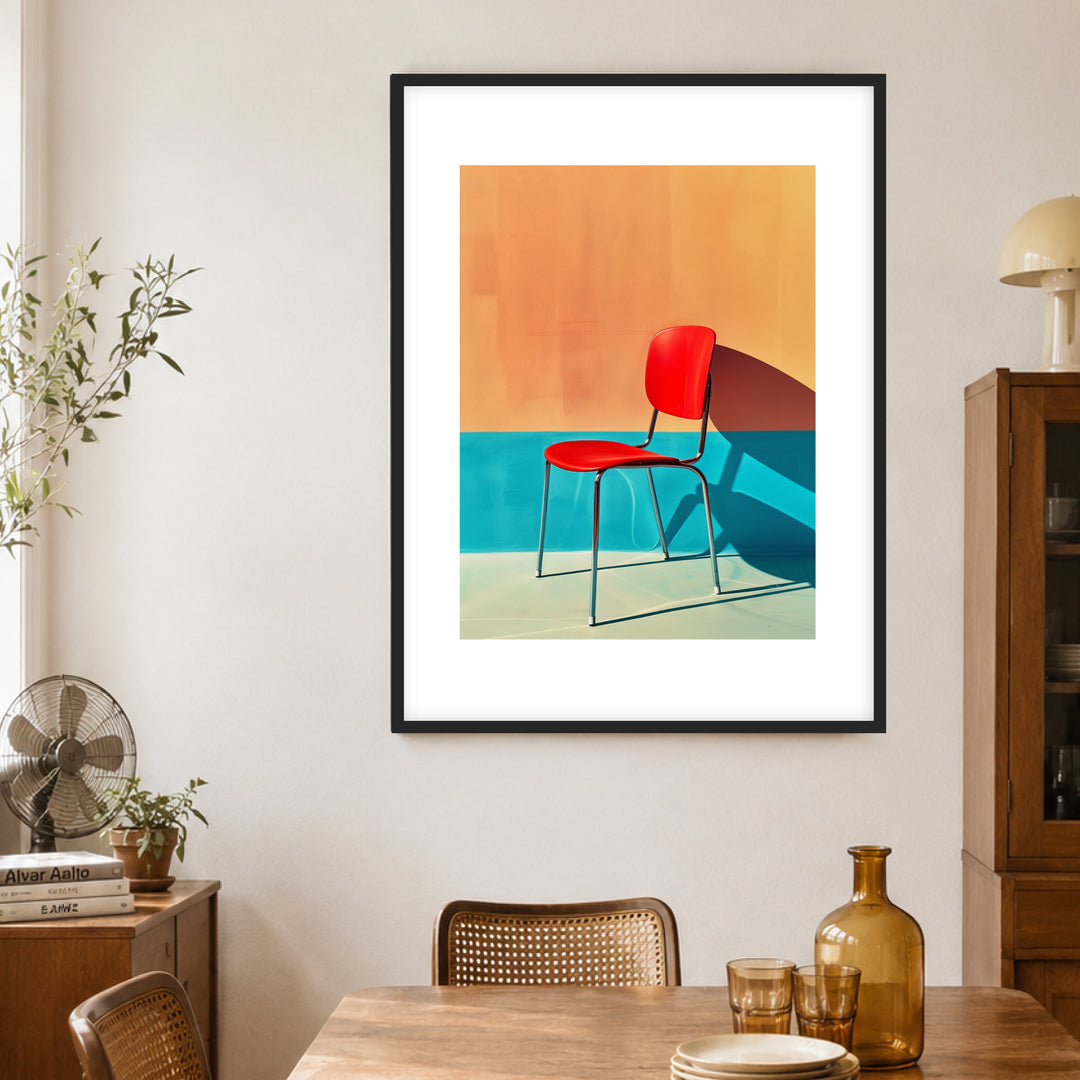 Roter Stuhl minimalistisch Poster Retro – mattes Kunstdruck-Papier – Ansicht 2