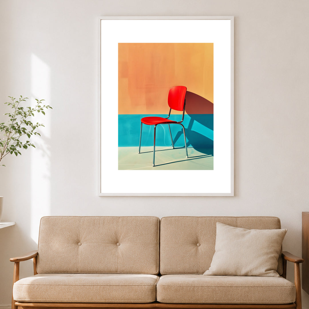 Roter Stuhl minimalistisch Poster Retro – mattes Kunstdruck-Papier – Ansicht 4