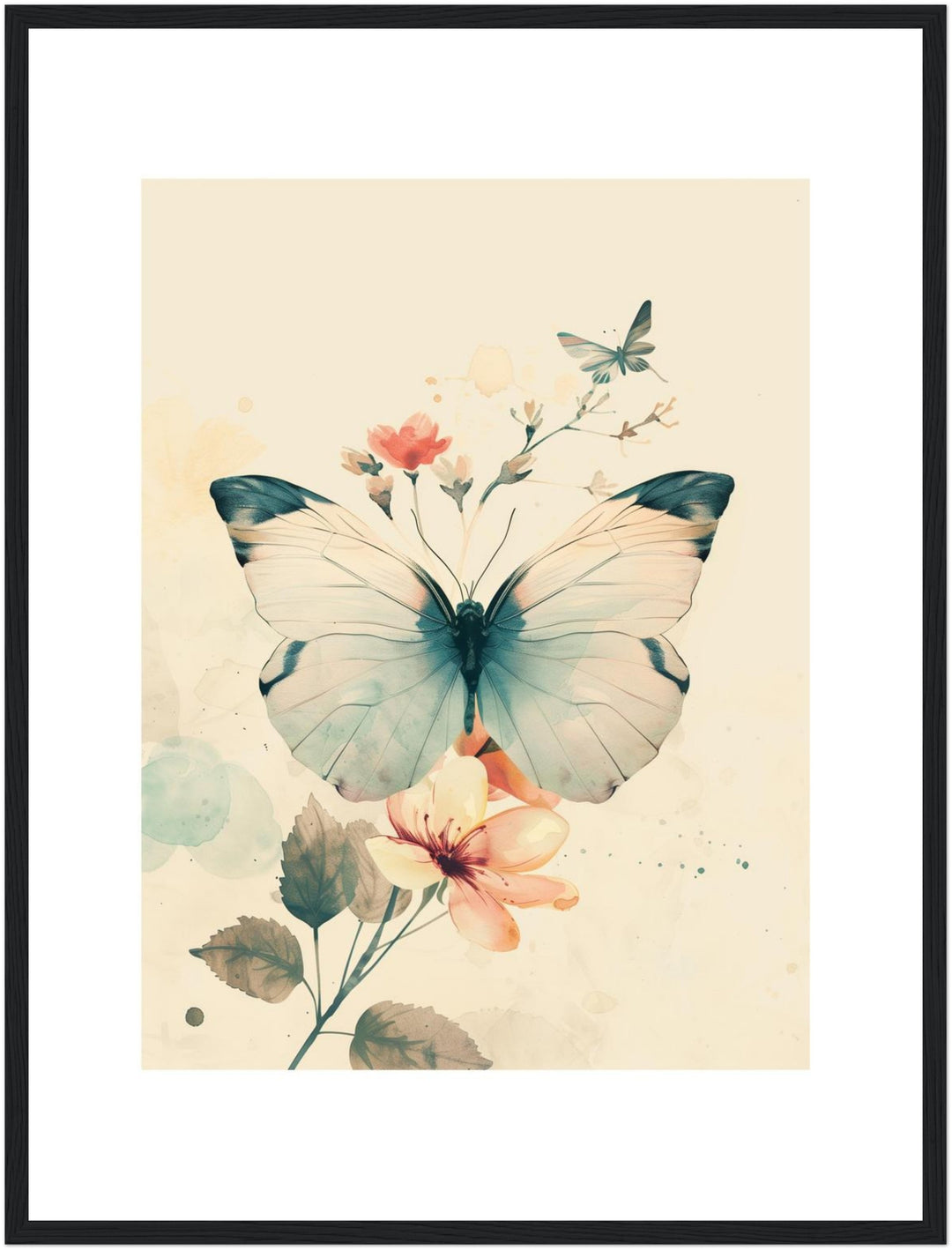 Schmetterling mit Blumen Poster Retro – mattes Kunstdruck-Papier – Ansicht 5