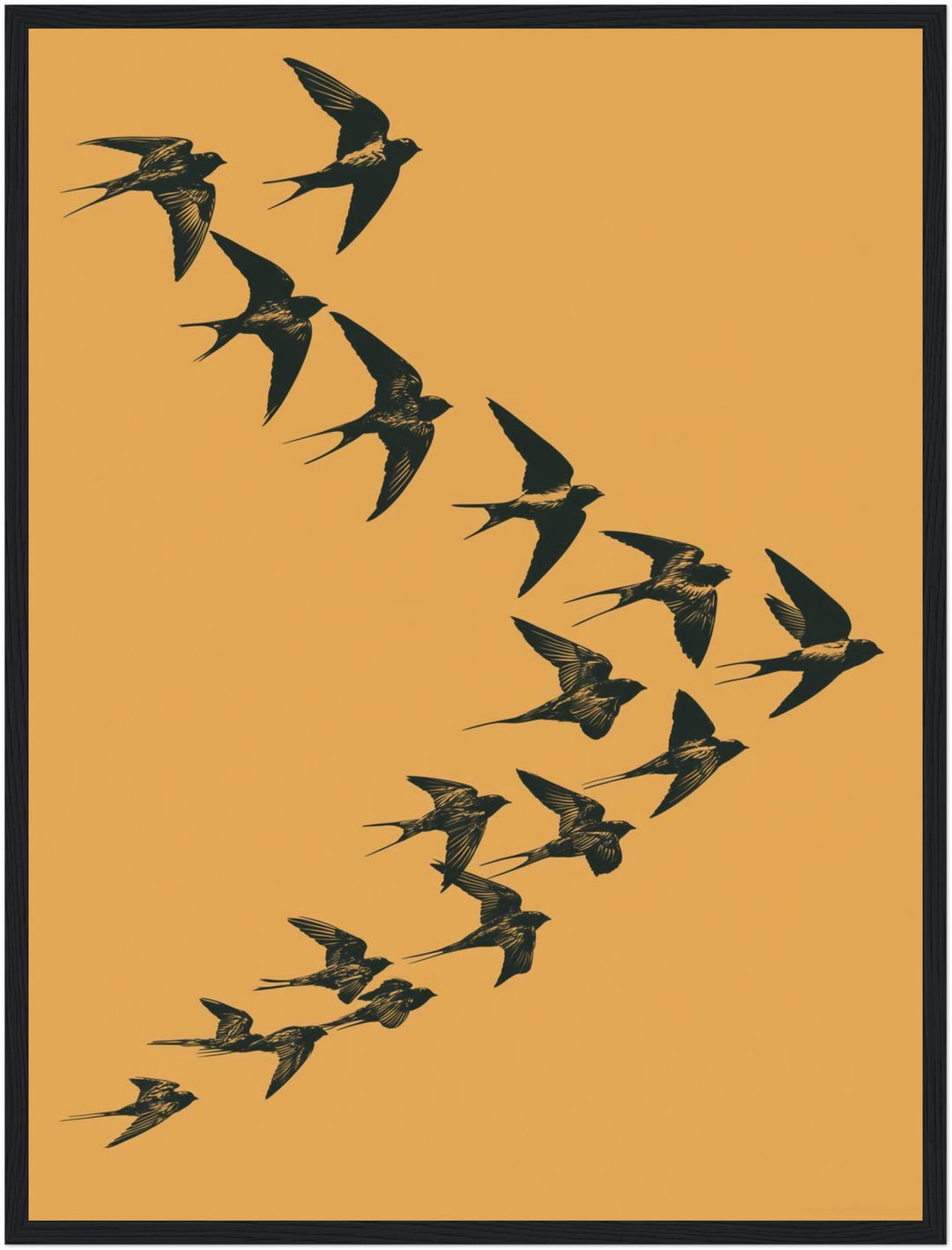 Schwalben im Flug Poster – Schwarzer Rahmen – Produktfoto
