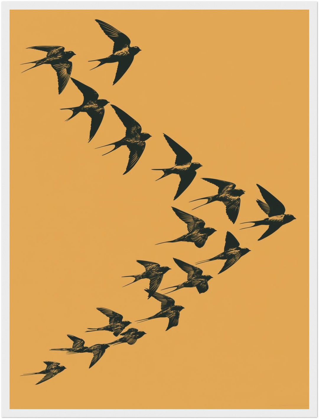 Schwalben im Flug Poster – Weißer Rahmen – Produktfoto